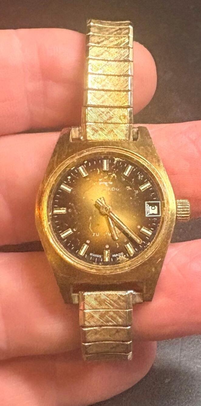 VTG Women's Gold Tone 25mm Technos Automatic Watch, Swiss Made